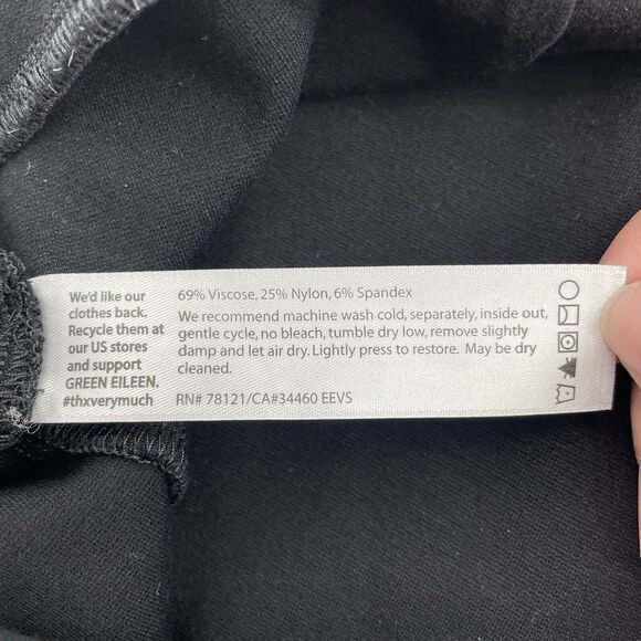 Eileen Fisher PL Petite Stretch Crepe Ankle Pants Trousers Black Elastic Pull On - Picture 9 of 13